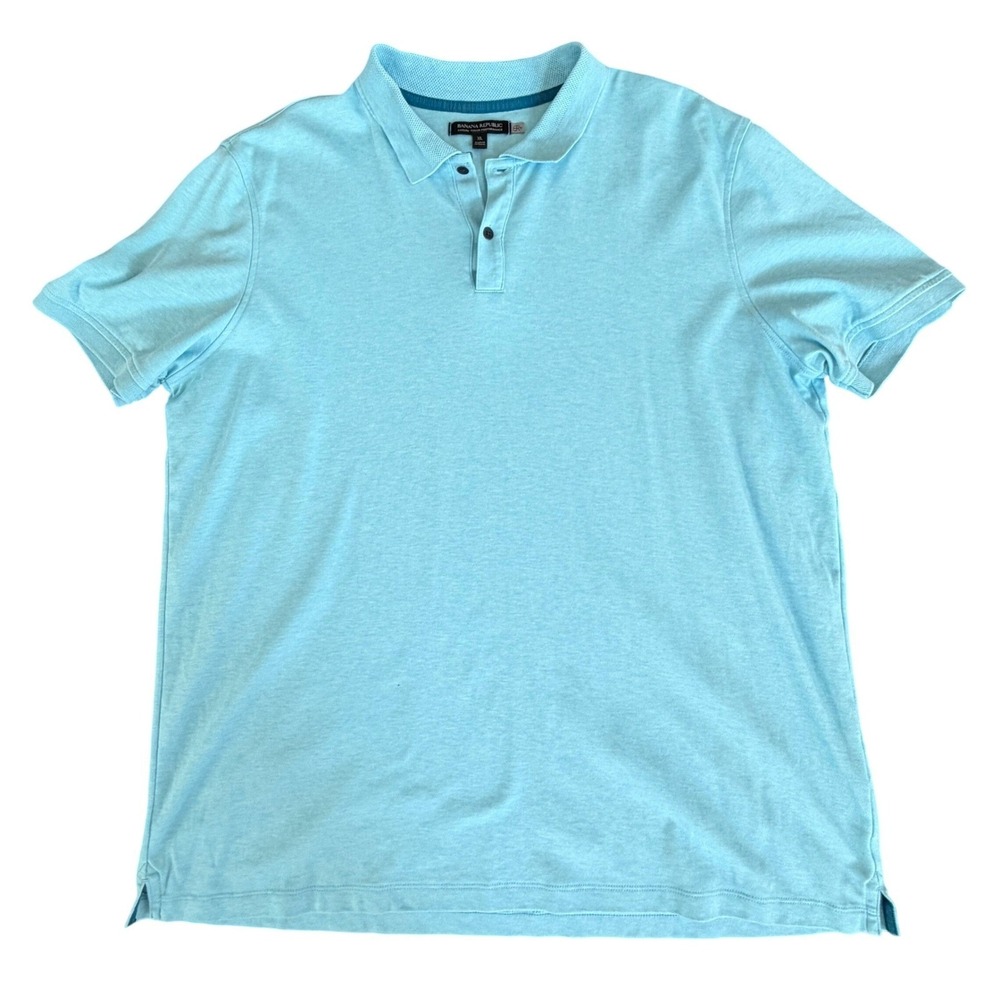Banana Republic Performance Polo Shirt Mens XL Light Blue Coastal Minimalist
